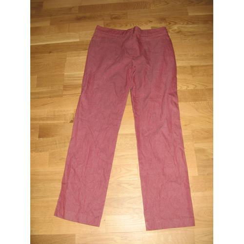 Pantalon Caroll Droit Coton 42 Rouge 