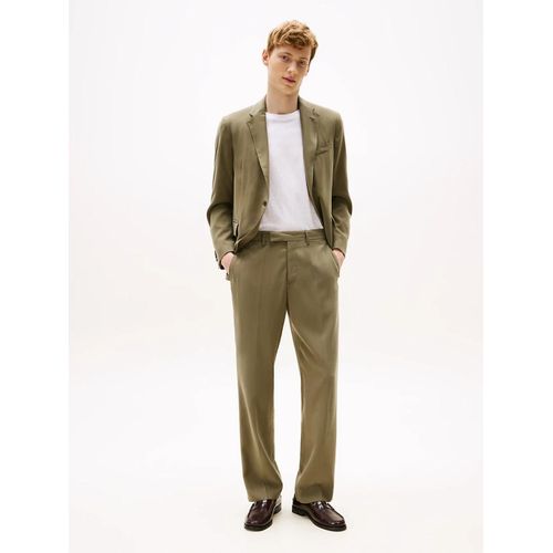 Pantalon Coupe Standard  Pinces Solid Viscose Fluid Fabric/Green - 60