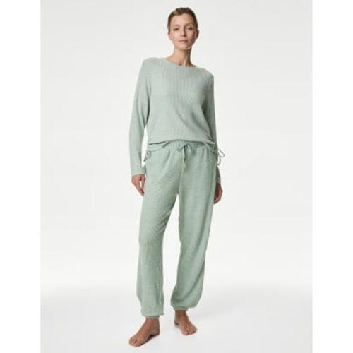 Pantalon De Jogging Confortable Motif Gaufr  Ourlet Resserr - Vert