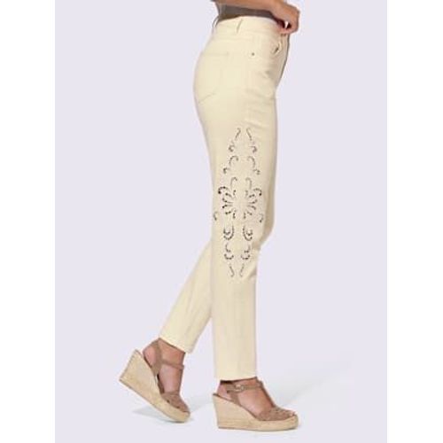 Pantalon Empicement En Dentelle Transparent Sur Les Cts - Linea Tesini - Sable