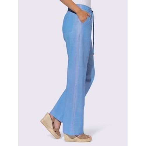 Pantalon En Lin Qualit Tisse - Linea Tesini - Bleu Ciel