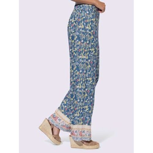 Pantalon Imprim Assorti - Linea Tesini - Bleu Jean-Citron Imprim