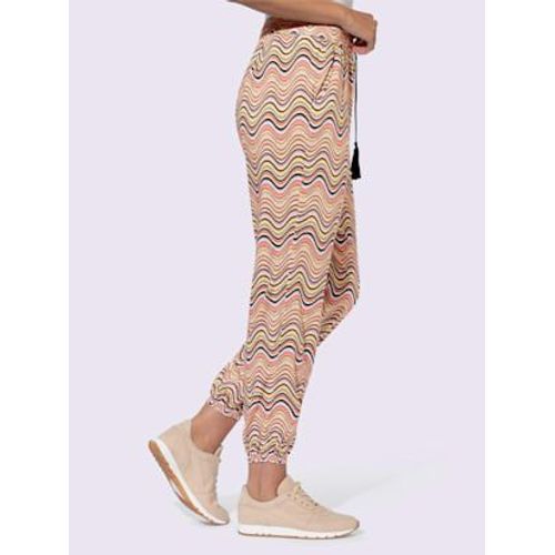 Pantalon Tiss Imprim Mode - Linea Tesini - Rose Flamant-Noir Imprim