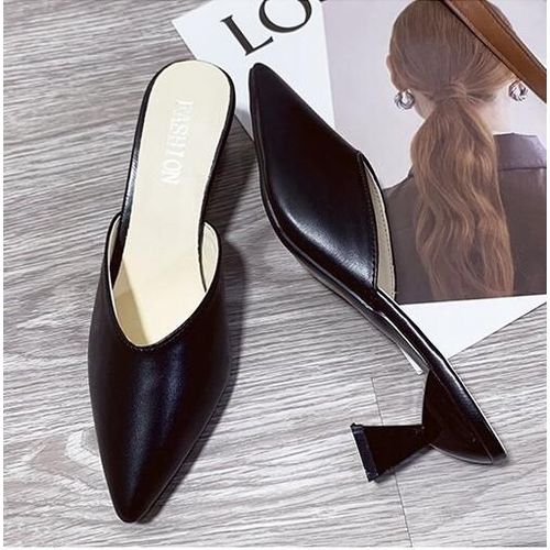 Pantoufles  Bout Pointu Pour Femmes, Nu-Pieds Blancs Carrs  Talons Bas, Chaussures De Plage De Marque De Luxe, t 2020 - 40