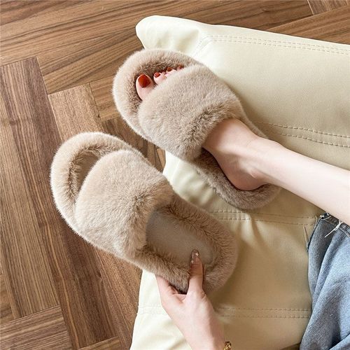 Pantoufles  Fourrure Pour La Maison, Chaussures Pour Femmes, Sandales Mignonnes En Peluche En Poils De Renard, Pantoufles En Fourrure D'intrieur, Pantoufles D'hiver Pour Femmes, Taille 42