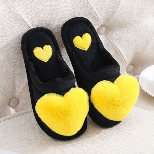 Pantoufles Antidrapantes En Fourrure Pour Femmes, Chaussures De Maison, Chaudes, CUr D'amour,  La Mode - 38 1/2