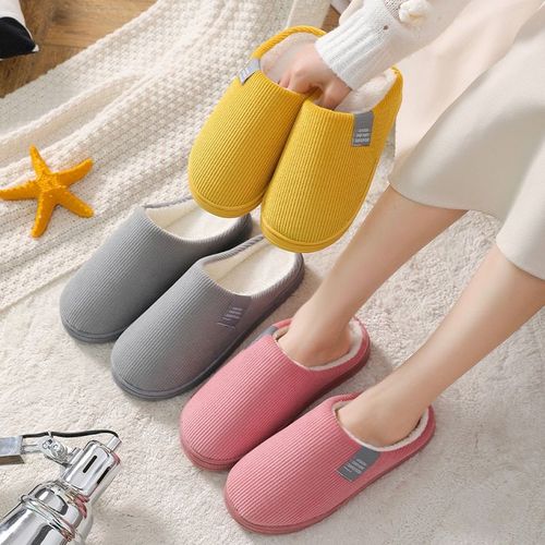 Pantoufles Chaudes D'hiver En Coton Pour Femmes Et Hommes, Chaussures De Maison Simples Et Antidrapantes, Pantoufles D'intrieur En Velours Ctel Pour Couple