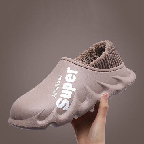 Pantoufles Chaudes D'hiver Pour Hommes Et Femmes, Sabots  raflures, Semelle Souple Eva, Diapositives Impermables, Chaussures De Maison  Plate-Forme Courte En Peluche, Mules D'intrieur
