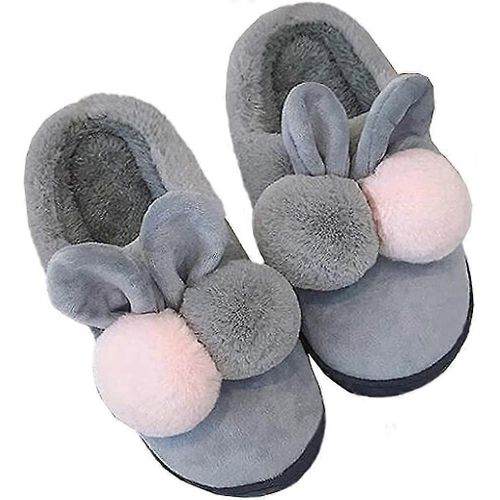 Pantoufles Confortables En Mousse  Mmoire De Forme Moelleuse Pour Femmes, Peluche De Maison En Laine Chaude Scuff Semelle Extrieure En Caoutchouc Antidrapante