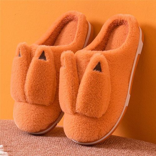 Pantoufles D'automne Et D'hiver En Velours Pour Femmes Et Hommes, Chaussures D'intrieur Dcontractes Pour Dames, Douces Et Mignonnes, Pour Couple, Oreilles De Lapin En Peluche