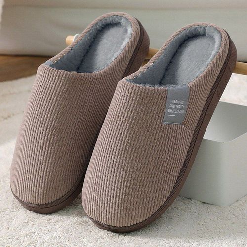 Pantoufles D'automne Et D'hiver Pour Hommes Et Femmes, Chaussures De Maison, Couleur Unie, Diapositives D'intrieur Chaudes, Pantoufles En Coton  Rayures, Pour Couple, 2021