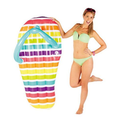 Pantoufles D'eau Gonflables  Rayures Flottantes, Lit De Range, Tongs  La Mode, Anneau De Natation, Pantoufles  Coussin D'air, Matelas  Air