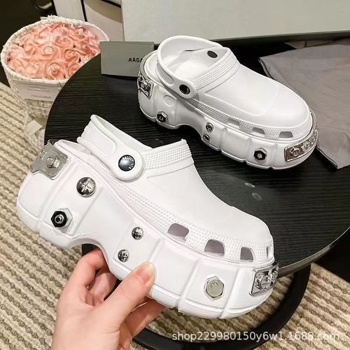 Pantoufles D't  Plateforme Punk Risale Pour Femme,Chaussures Cratives  Raccords Mtalliques,paisses,Dcontractes,Mocassins D'extrieur