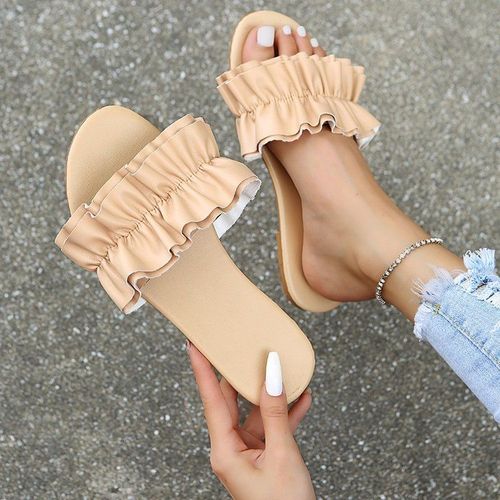 Pantoufles D't  Talons Compenss Pour Femmes, Chaussures De Plage  Bout Ouvert, Avec NUd Papillon,  La Mode, Collection 2021 - 38