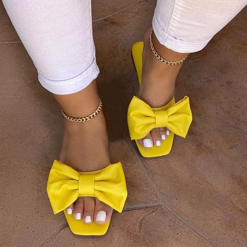 Pantoufles D't  Talons Compenss Pour Femmes, Chaussures De Plage  Bout Ouvert, Avec NUd Papillon,  La Mode, Collection 2021 - 38