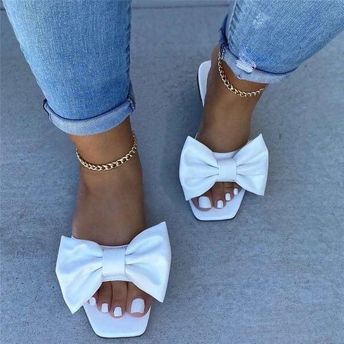 Pantoufles D't  Talons Compenss Pour Femmes, Chaussures De Plage  Bout Ouvert, Avec NUd Papillon,  La Mode, Collection 2021 - 39