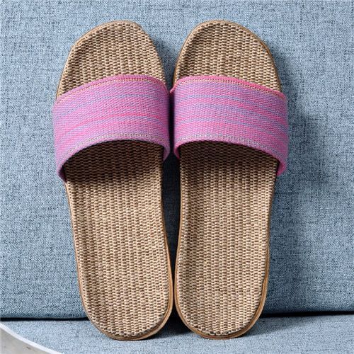 Pantoufles D't En Lin Pour Femmes Et Hommes, Diapositives Dcontractes En Lin, Multi-Style Antidrapant Eva Tongs De Maison, Chaussures D'intrieur, Sandales Pour Femmes