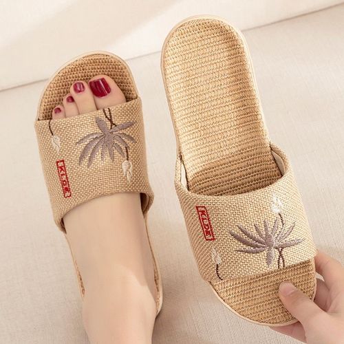 Pantoufles D't En Lin Pour Femmes Et Hommes, Diapositives Dcontractes En Lin, Multi-Style Antidrapant Eva Tongs De Maison, Chaussures D'intrieur, Sandales Pour Femmes