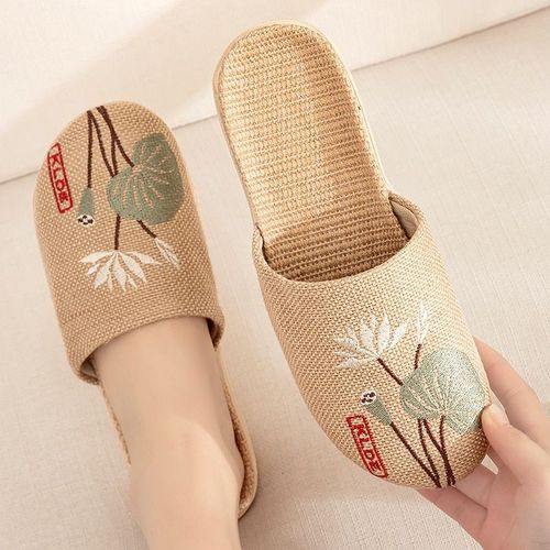 Pantoufles D't En Lin Pour Femmes Et Hommes, Diapositives Dcontractes En Lin, Multi-Style Antidrapant Eva Tongs De Maison, Chaussures D'intrieur, Sandales Pour Femmes