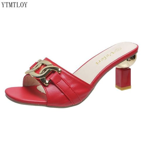 Pantoufles D't Pour Femmes, Sandales, Chaussures, Chane En Mtal Dor, Mode Dames, Diapositives Dcontractes, Mules Ytmtloy D'intrieur Zapato Mujer - 36