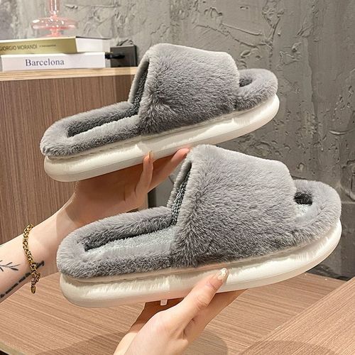 Pantoufles D'hiver  Fond pais En Fourrure Pour Femmes, Chaussures  Plateforme Souple, En Coton, Chaudes, Pour Intrieur Et Intrieur, 2021