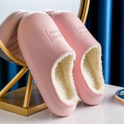 Pantoufles D'hiver Chaudes En Peluche Pour Femmes, Intrieur En Coton, Chat Mignon, Chaussures Plates  Talons pais Peu Profonds