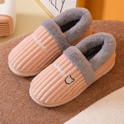 Pantoufles D'hiver Chaudes En Peluche Pour Femmes, Intrieur En Coton, Chat Mignon, Chaussures Plates, Talon Plat Peu Profond Et pais, Bout Rond