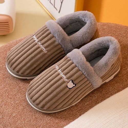Pantoufles D'hiver Chaudes En Peluche Pour Femmes, Intrieur En Coton, Chat Mignon, Chaussures Plates, Talon Plat Peu Profond Et pais, Bout Rond
