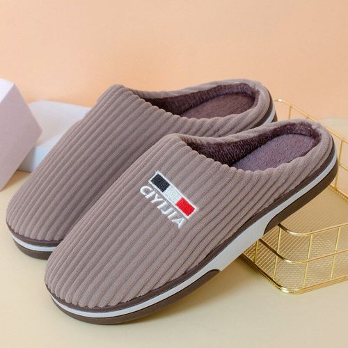 Pantoufles D'hiver En Coton Pour Femmes, Pantoufles D'intrieur En Peluche, Antidrapantes, Chaudes, Confortables, Grises - 35 1/2
