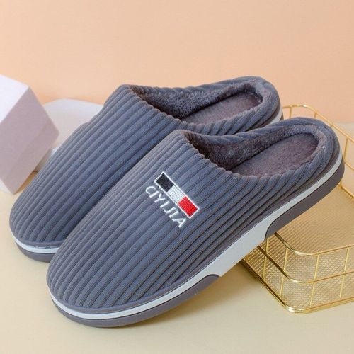 Pantoufles D'hiver En Coton Pour Femmes, Pantoufles D'intrieur En Peluche, Antidrapantes, Chaudes, Confortables, Grises - 43