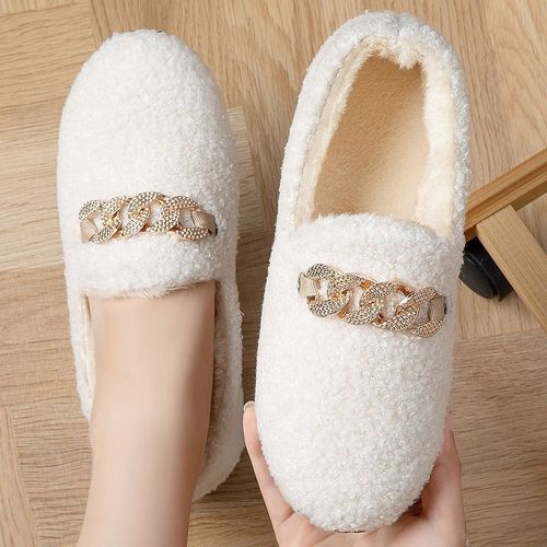 Pantoufles D'hiver En Coton Pour Femmes, Pantoufles De Maison En Peluche paisse Et Douce, Chaussures Chaudes D'intrieur En Coton, Nouvelles Pantoufles Pour Femmes, Mignonnes Et Moelleuses - 37