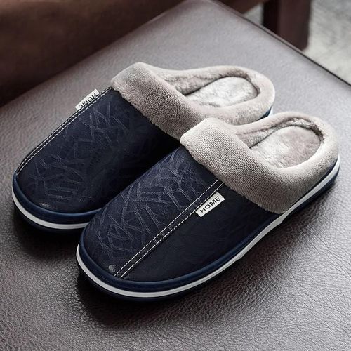 Pantoufles D'hiver En Cuir Pu Pour Hommes Et Femmes, Pantoufles De Maison En Peluche Mignonne Sans Lacet Duveteuse Chaussures Dcontractes Chaudes, Diapositives De Fourrure Pour Couple, Dame, Garon Et Fille - 43