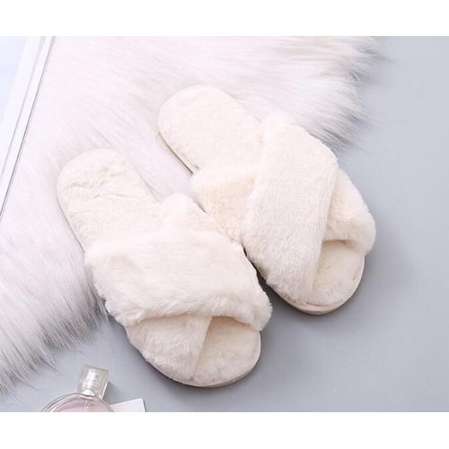Pantoufles D'hiver En Fausse Fourrure Pour Femmes, Chaussures Chaudes  La Mode, Livraison Directe, Sans Lacet - 42