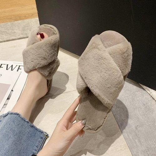 Pantoufles D'hiver En Fausse Fourrure Pour Femmes, Chaussures Chaudes  La Mode, Livraison Directe, Sans Lacet - 36 1/2