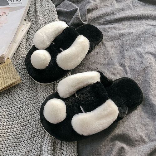 Pantoufles D'hiver En Fourrure De Maison, Chaussures Chaudes En Coton, Mignonnes, Avec Chien De Dessin Anim, Pour Chambre  Coucher, Pour Femmes, Hommes Et Dames, Amoureux De Couple