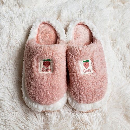 Pantoufles D'hiver En Fourrure Pour Femmes Et Hommes, Motif Grand Smiley, Glissades Moelleuses Pour La Maison, Chaussures En Coton Chaudes En Peluche Pour La Chambre  Coucher, Automne