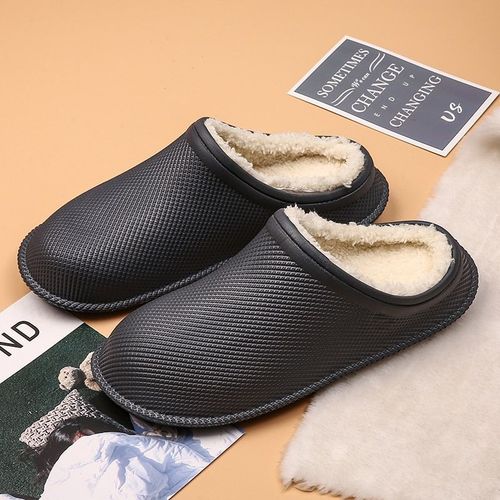 Pantoufles D'hiver En Fourrure Pour Hommes, Chaussures D'intrieur En Cuir Impermables Et Antidrapantes Pour Femmes, Diapositives Chaudes Et Moelleuses Plates, Nouvelle Collection 2020