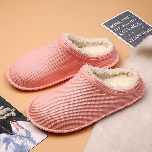 Pantoufles D'hiver En Fourrure Pour Hommes, Chaussures D'intrieur En Cuir Impermables Et Antidrapantes Pour Femmes, Diapositives Chaudes Et Moelleuses Plates, Nouvelle Collection 2020