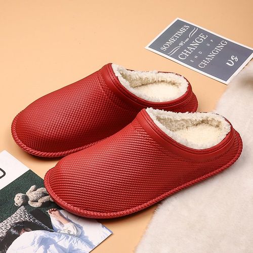 Pantoufles D'hiver En Fourrure Pour Hommes, Chaussures D'intrieur En Cuir Impermables Et Antidrapantes Pour Femmes, Diapositives Chaudes Et Moelleuses Plates, Nouvelle Collection 2020