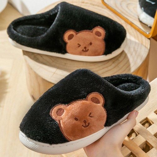 Pantoufles D'hiver En Fourrure Pour Hommes Et Femmes, Chaussures De Maison Confortables  Talon Plat, Pour Chambre  Coucher, 2021