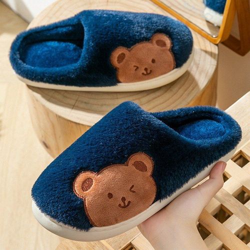Pantoufles D'hiver En Fourrure Pour Hommes Et Femmes, Chaussures De Maison Confortables  Talon Plat, Pour Chambre  Coucher, 2021