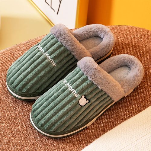 Pantoufles D'hiver En Fourrure Pour Hommes Et Femmes, Chaussures Souples Antidrapantes, Confortables,  Talon Plat, Pour Chambre  Coucher