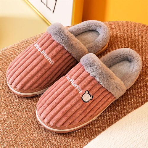 Pantoufles D'hiver En Fourrure Pour Hommes Et Femmes, Chaussures Souples Antidrapantes, Confortables,  Talon Plat, Pour Chambre  Coucher