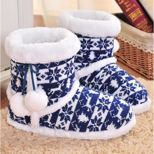 Pantoufles D'hiver En Peluche Pour Femmes, Pantoufles De Maison En Laine Tricote, Douces Et Chaudes, Mignonnes, Chaussures D'intrieur De Haute Qualit Pour Femmes, Taille Unique - 39