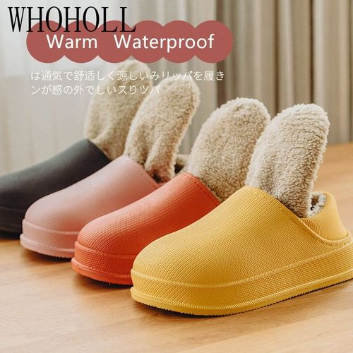 Pantoufles D'hiver Impermables Pour Hommes Et Femmes, 2021, Pantoufles D'hiver Pour La Maison, Chaussures Chaudes En Peluche Pour Femmes, Chaussures D'intrieur Et D'extrieur En Cuir Et Coton - 39 40