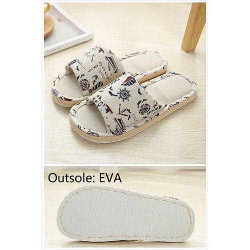 Pantoufles D'intrieur  Fleurs Pour Femmes,Tongs Dcontractes,Douces,En Lin,Pour Printemps Et Automne - 43