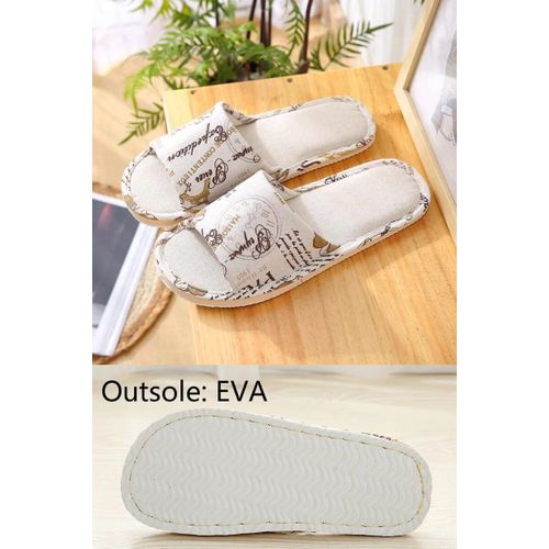 Pantoufles D'intrieur  Fleurs Pour Femmes,Tongs Dcontractes,Douces,En Lin,Pour Printemps Et Automne - 45