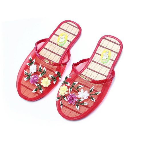 Pantoufles D'intrieur  Paillettes Pour Femmes, Chaussures Plates Pour La Maison, Sandales De Plage En Maille Ajoure, Tongs Dcontractes - 38