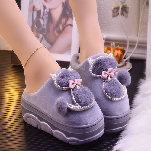 Pantoufles D'intrieur  Plateforme Pour Femmes, Mignonnes Chaussures De Maison, Chaudes, Automne Hiver 2022, Nouvelle Collection - 40 1/2