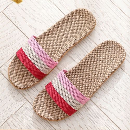 Pantoufles D'intrieur Antidrapantes Pour Femmes, Chaussures Plates Dcontractes, Mignonnes, En Lin, Pour La Maison, t, 2021 - 39